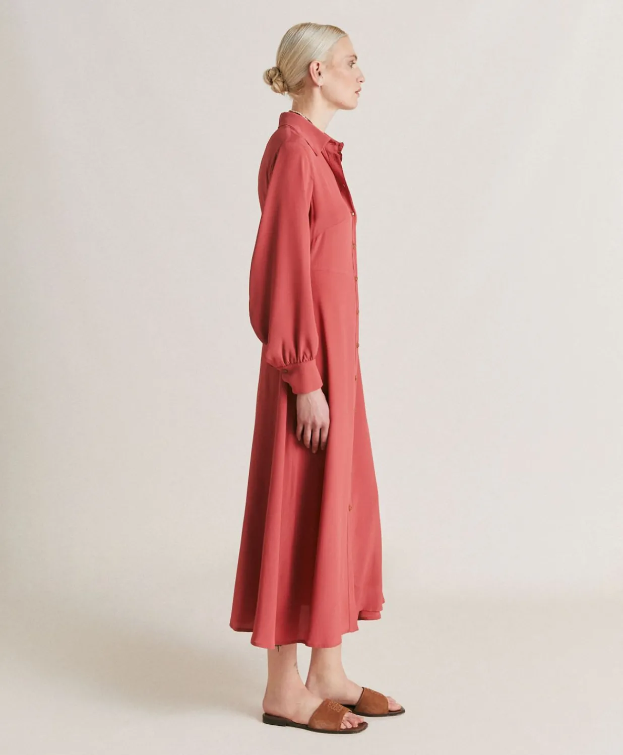 Outlet Robe Bethany En Acetate De Soie Uni - Amarante Femmes Vêtements