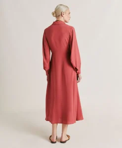 Outlet Robe Bethany En Acetate De Soie Uni - Amarante Femmes Vêtements