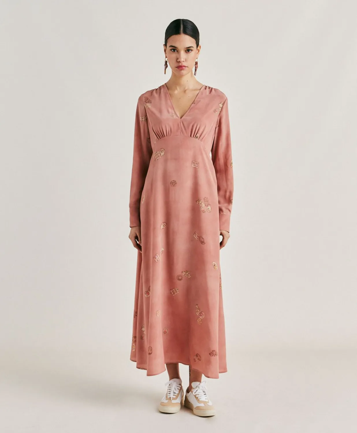 New Robe Cala Junco En Crepe De Chine - Rose Multicolore Femmes Vêtements