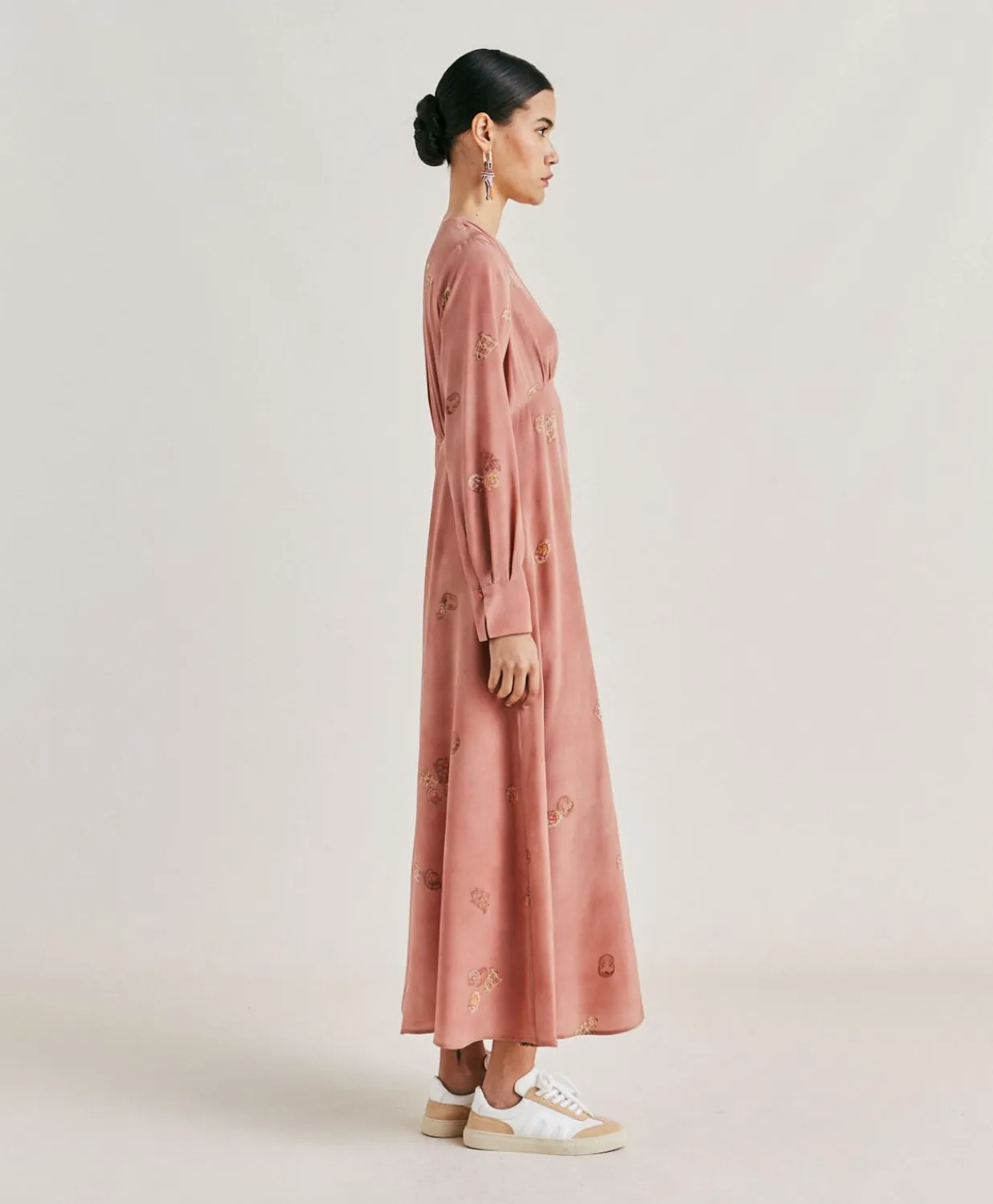New Robe Cala Junco En Crepe De Chine - Rose Multicolore Femmes Vêtements