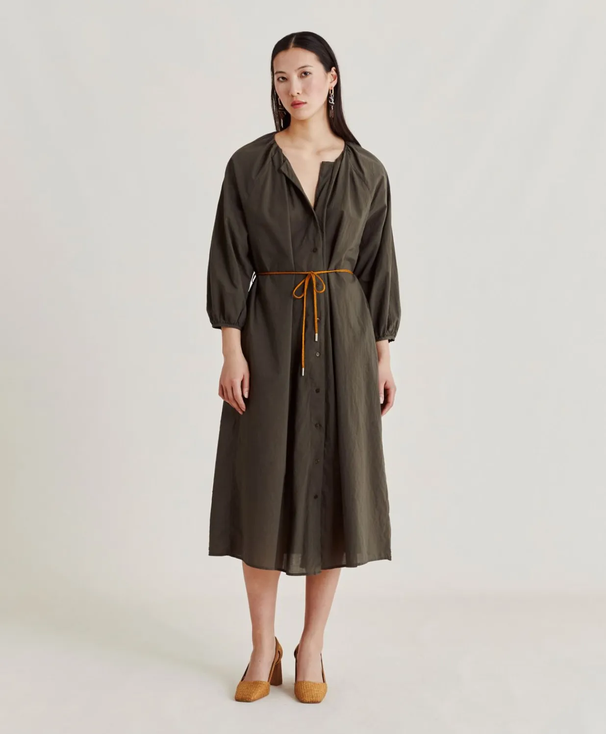Online Robe Caldes Avec Voile De Coton - Armee Femmes Vêtements