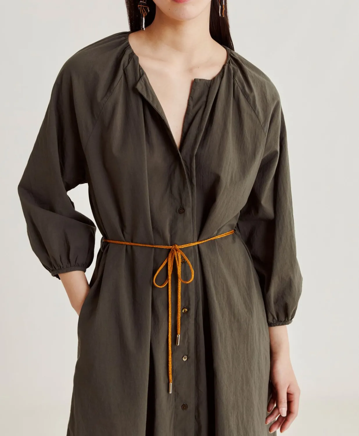 Online Robe Caldes Avec Voile De Coton - Armee Femmes Vêtements