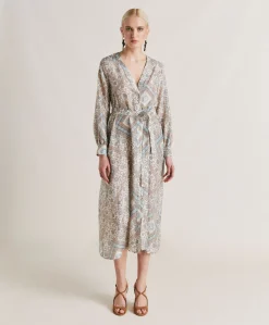 Best Robe California En Haboutai De Soie - Creme/Poussiereux Femmes Vêtements