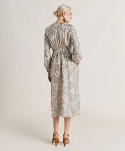 Best Robe California En Haboutai De Soie - Creme/Poussiereux Femmes Vêtements