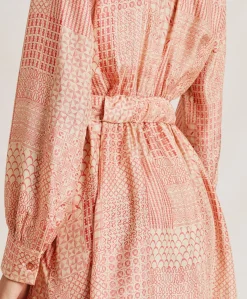 Sale Robe California En Haboutai De Soie - Creme/Corail Femmes Vêtements
