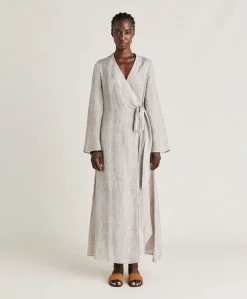 Robe Caterina En Lin Viscose - Creme/Perle Femmes Vêtements