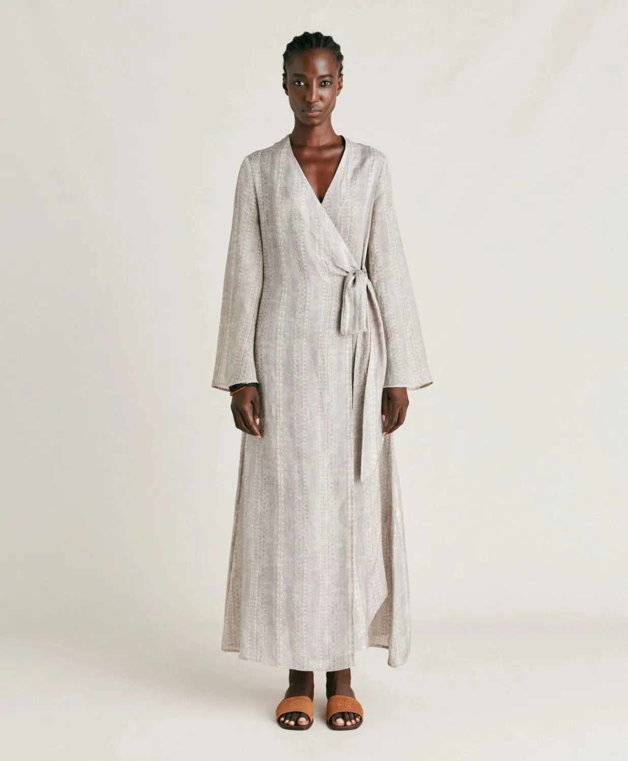 Robe Caterina En Lin Viscose - Creme/Perle Femmes Vêtements