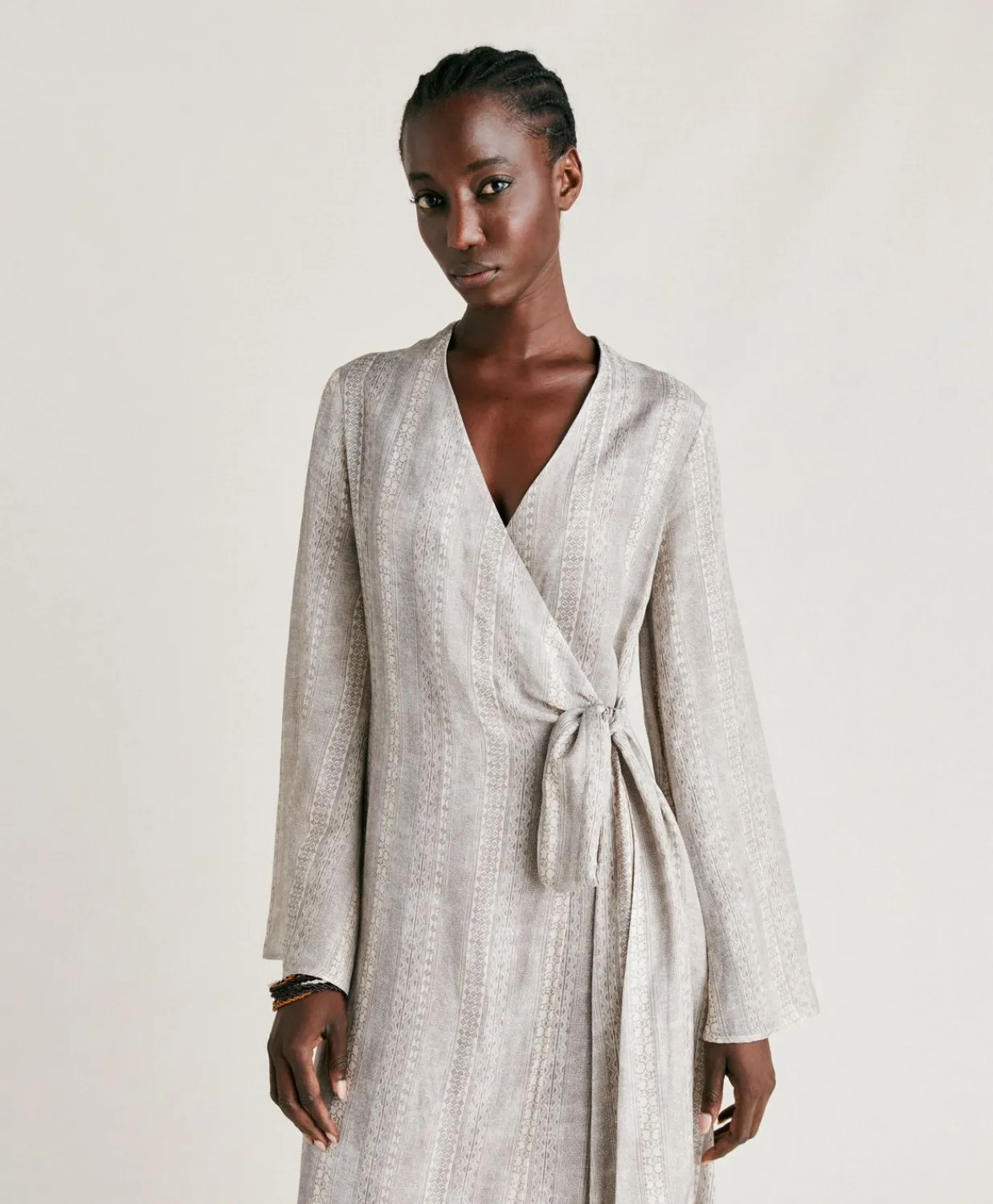 Robe Caterina En Lin Viscose - Creme/Perle Femmes Vêtements