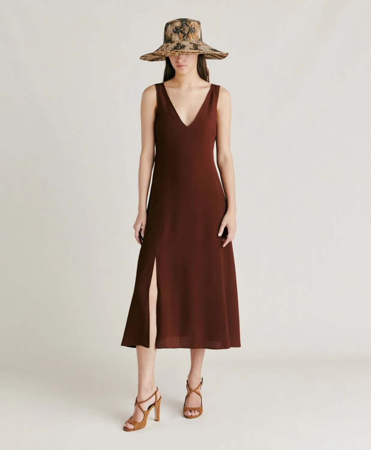 Discount Robe Chumba En Acetate De Soie - Chocolat Femmes Vêtements
