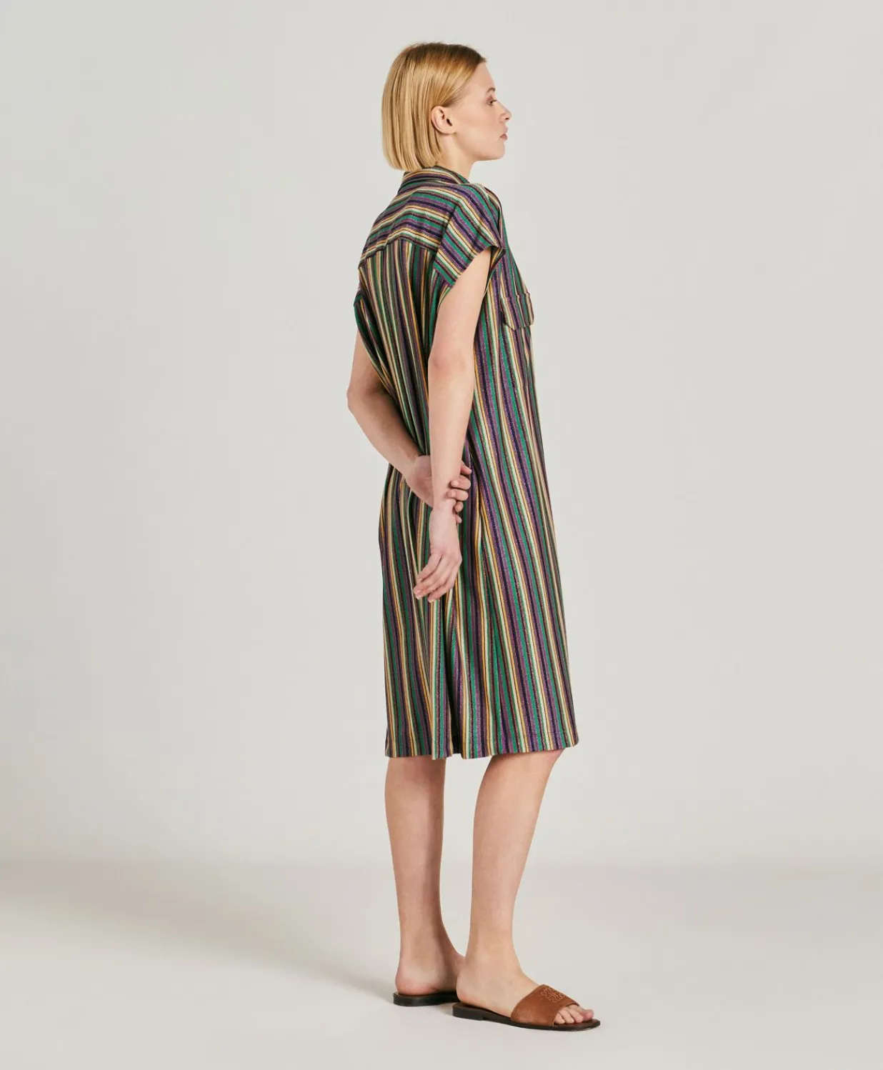 Discount Robe Colorado Rayee En Jersey Lurex - Vert Multicolore Femmes Vêtements