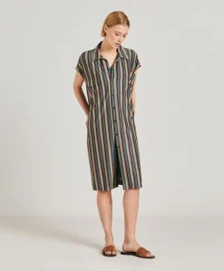 Discount Robe Colorado Rayee En Jersey Lurex - Vert Multicolore Femmes Vêtements