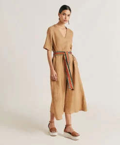 Discount Robe En Lin Altamura - Sable Femmes Vêtements