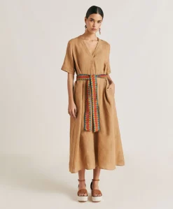 Discount Robe En Lin Altamura - Sable Femmes Vêtements