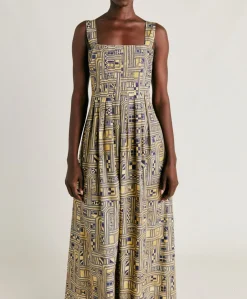 New Robe En Popeline Lavinia - Or/Bleu Femmes Vêtements