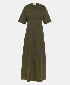 Outlet Robe En Popeline Martinella - Armee Femmes Vêtements