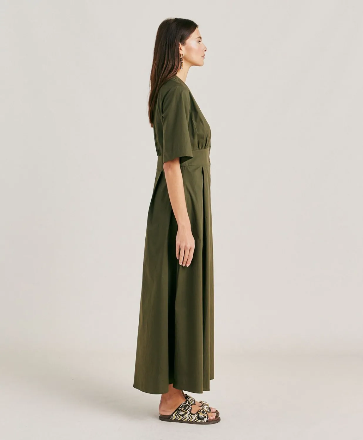 Outlet Robe En Popeline Martinella - Armee Femmes Vêtements