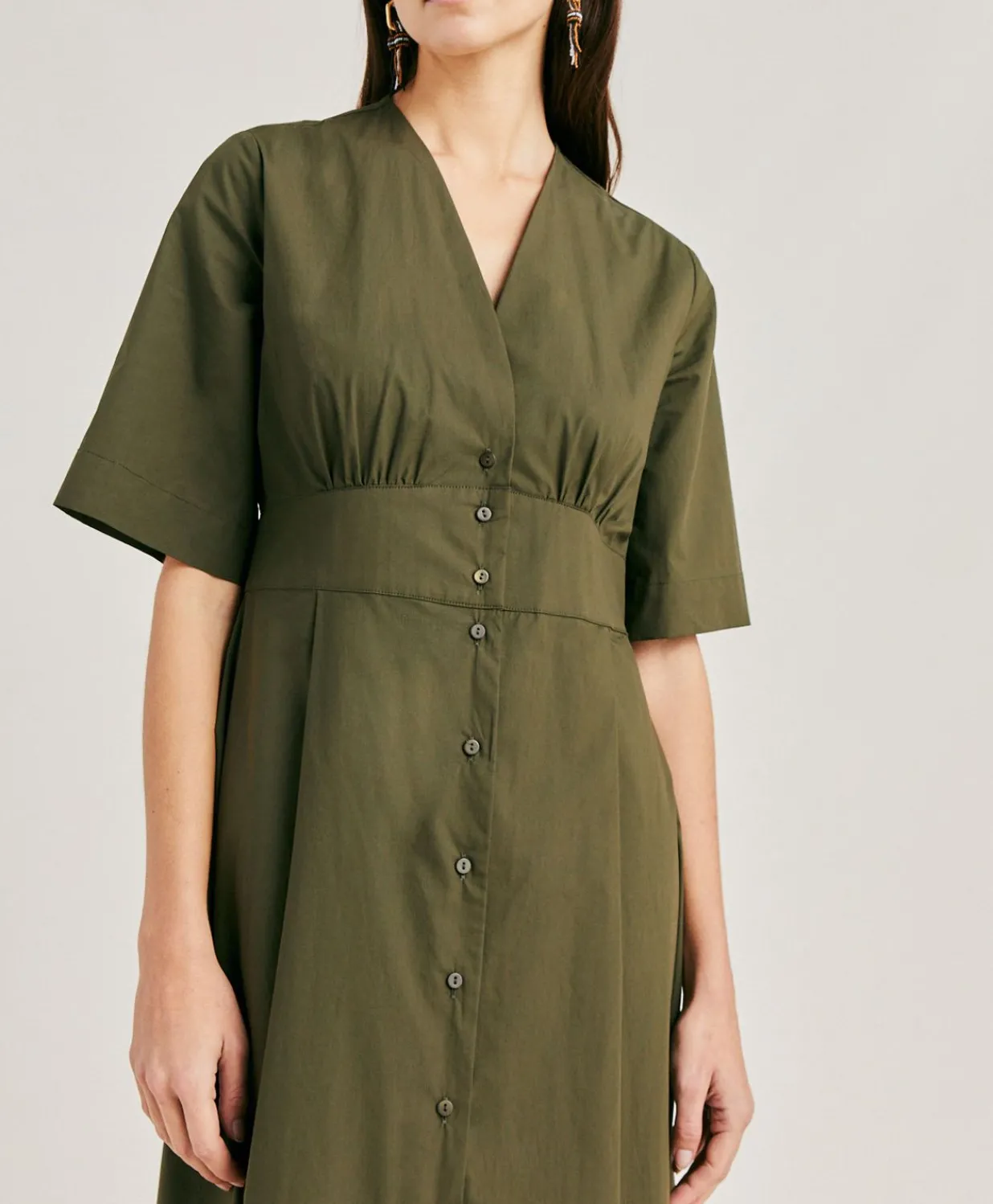 Outlet Robe En Popeline Martinella - Armee Femmes Vêtements
