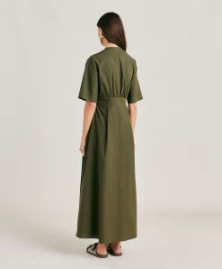 Outlet Robe En Popeline Martinella - Armee Femmes Vêtements