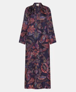 Clearance Robe En Serge De Soie Aligusta - Bleu Nuit Multicolore Femmes Vêtements