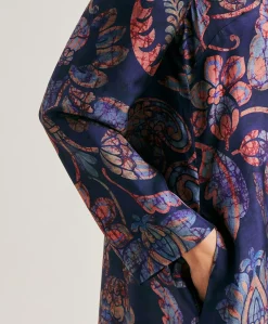 Clearance Robe En Serge De Soie Aligusta - Bleu Nuit Multicolore Femmes Vêtements