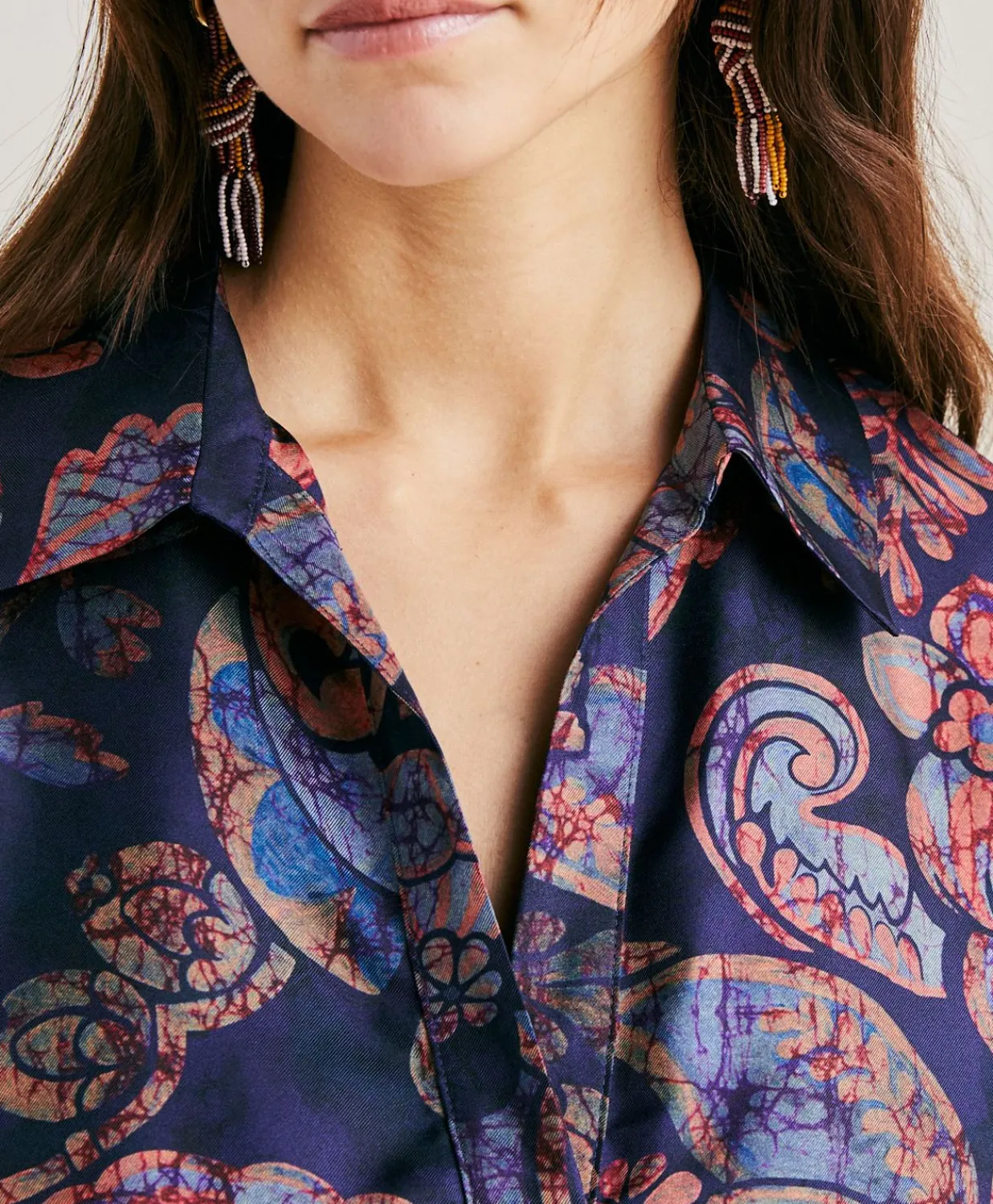 Clearance Robe En Serge De Soie Aligusta - Bleu Nuit Multicolore Femmes Vêtements