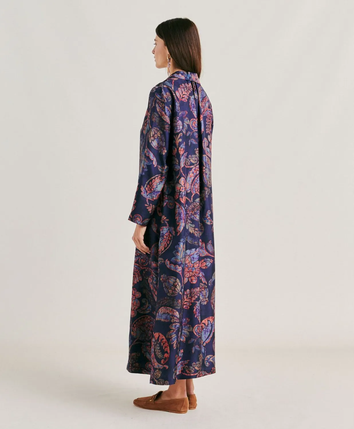Clearance Robe En Serge De Soie Aligusta - Bleu Nuit Multicolore Femmes Vêtements