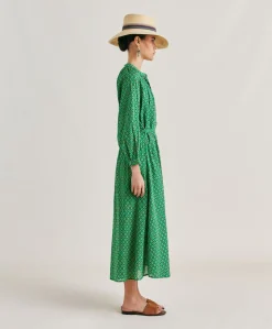 Clearance Robe En Voile De Coton Imprime Goa - Emeraude Femmes Vêtements