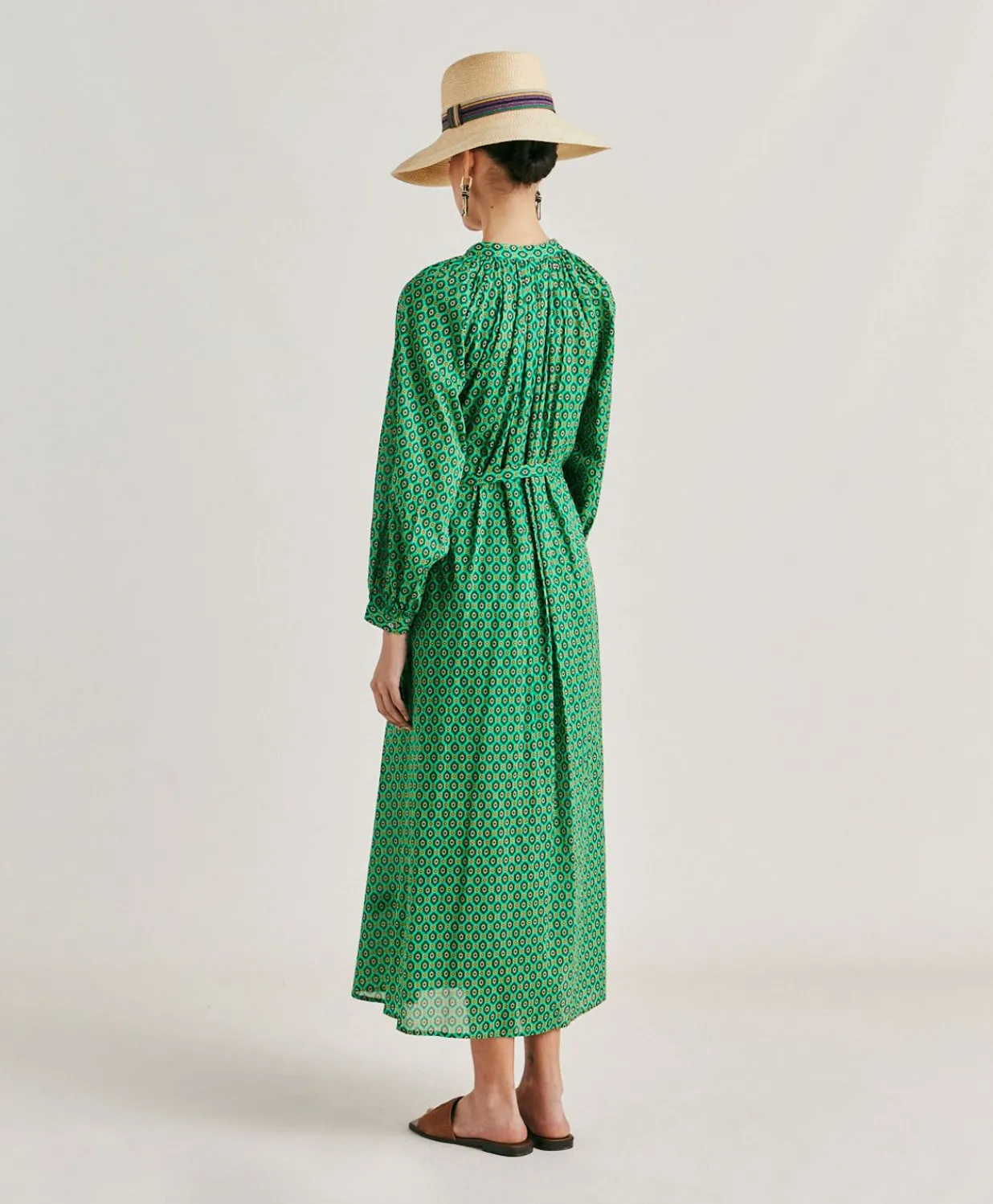 Clearance Robe En Voile De Coton Imprime Goa - Emeraude Femmes Vêtements
