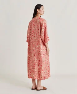 Sale Robe Faro En Serge De Soie - Beige/ Corail Femmes Vêtements