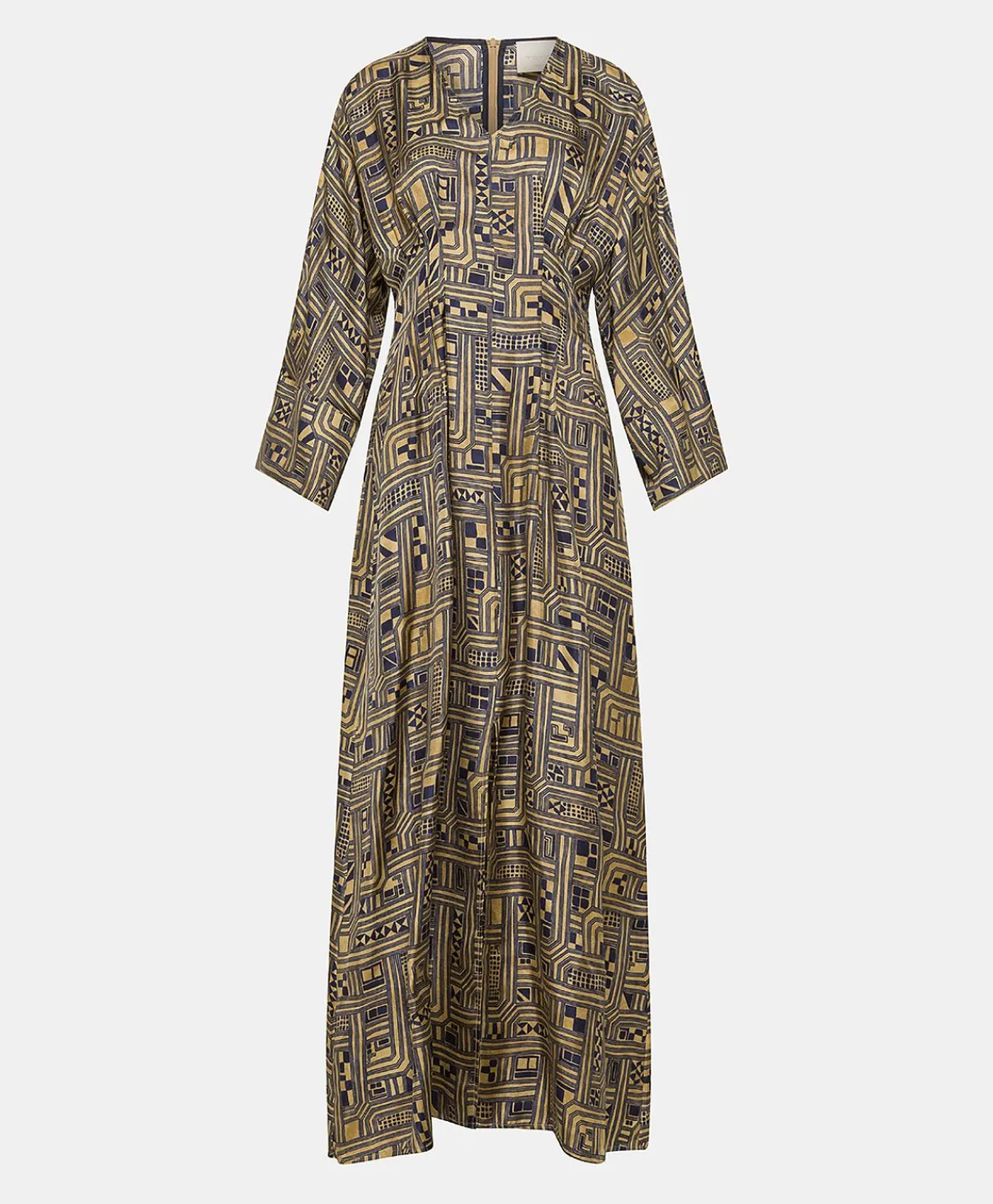 Outlet Robe Fortuna En Serge De Soie - Or/Bleu Femmes Vêtements
