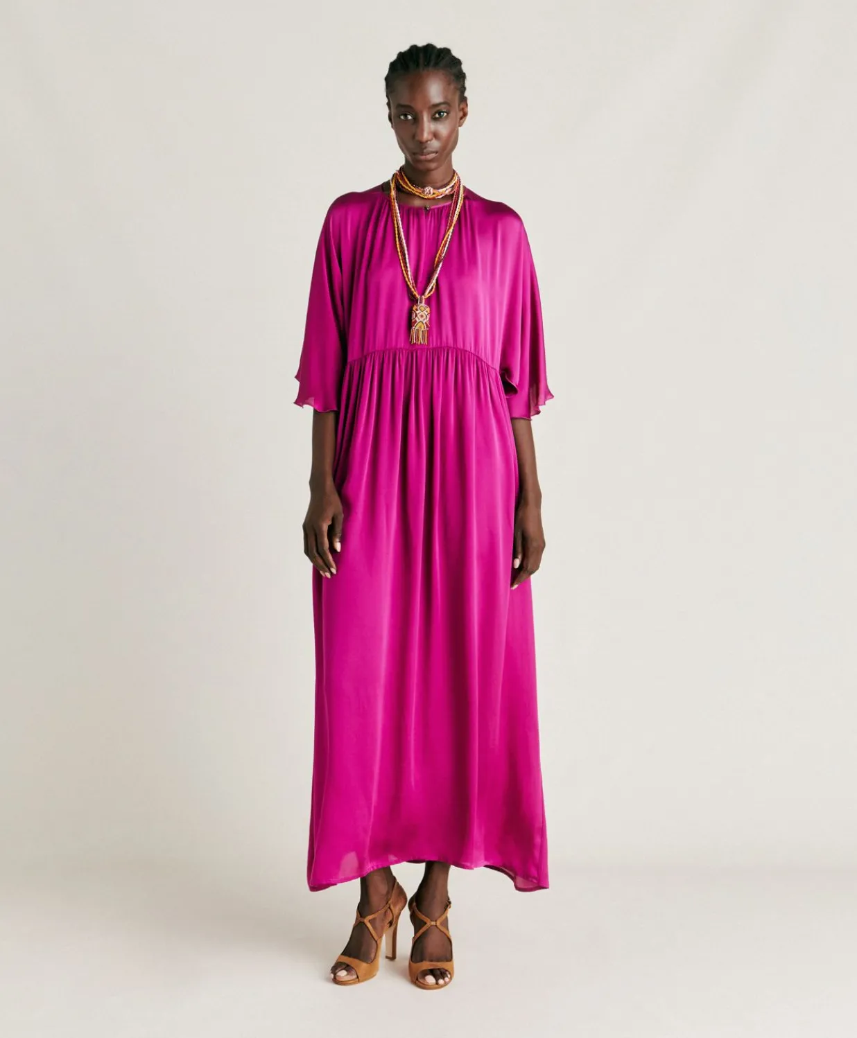 Online Robe Ginevra En Soie Unie - Cyclamen Femmes Vêtements