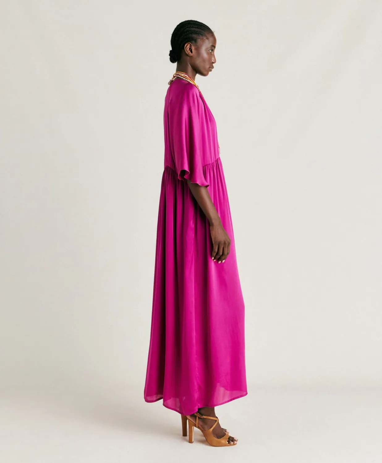Online Robe Ginevra En Soie Unie - Cyclamen Femmes Vêtements