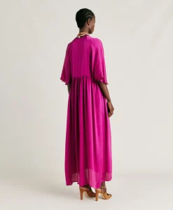 Online Robe Ginevra En Soie Unie - Cyclamen Femmes Vêtements
