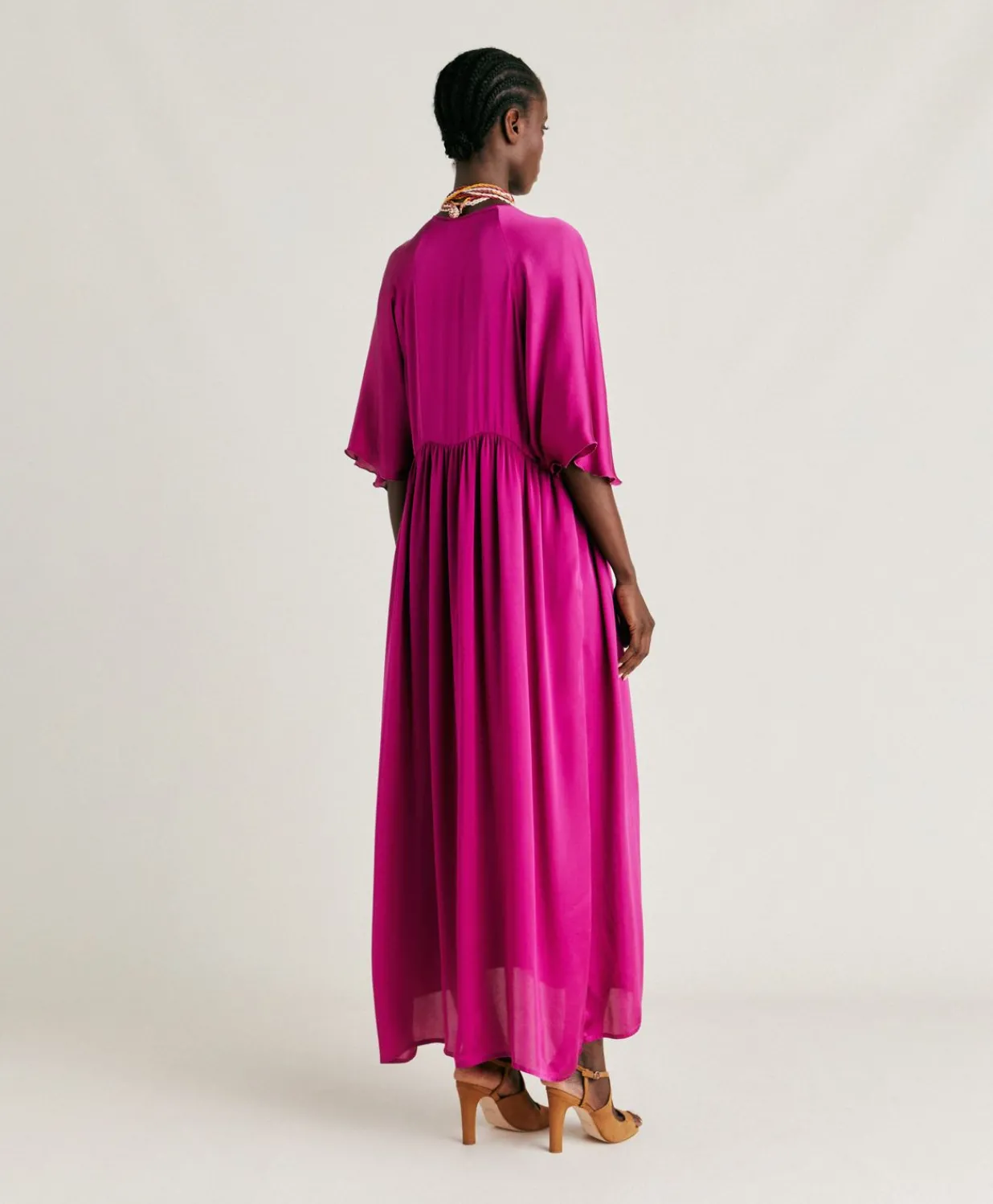 Online Robe Ginevra En Soie Unie - Cyclamen Femmes Vêtements