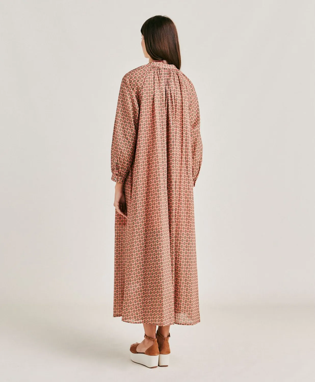 Online Robe Goa En Voile De Coton Imprime - Corail Femmes Vêtements