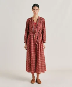 Discount Robe Goa En Voile De Coton Imprime - Rouge Femmes Vêtements