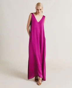 Best Robe Helena En Soie Unie - Cyclamen Femmes Vêtements