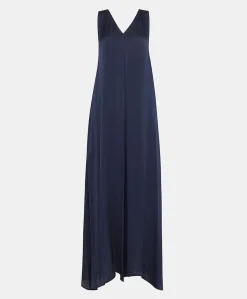 Online Robe Helena En Soie Unie - Bleu Nuit Femmes Vêtements