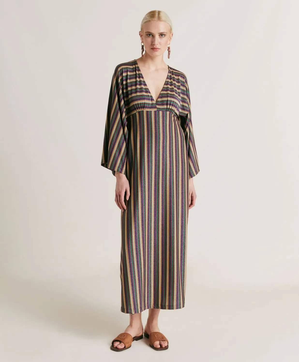 Best Robe Margarida En Jersey Lurex Raye - Vert Multicolore Femmes Vêtements