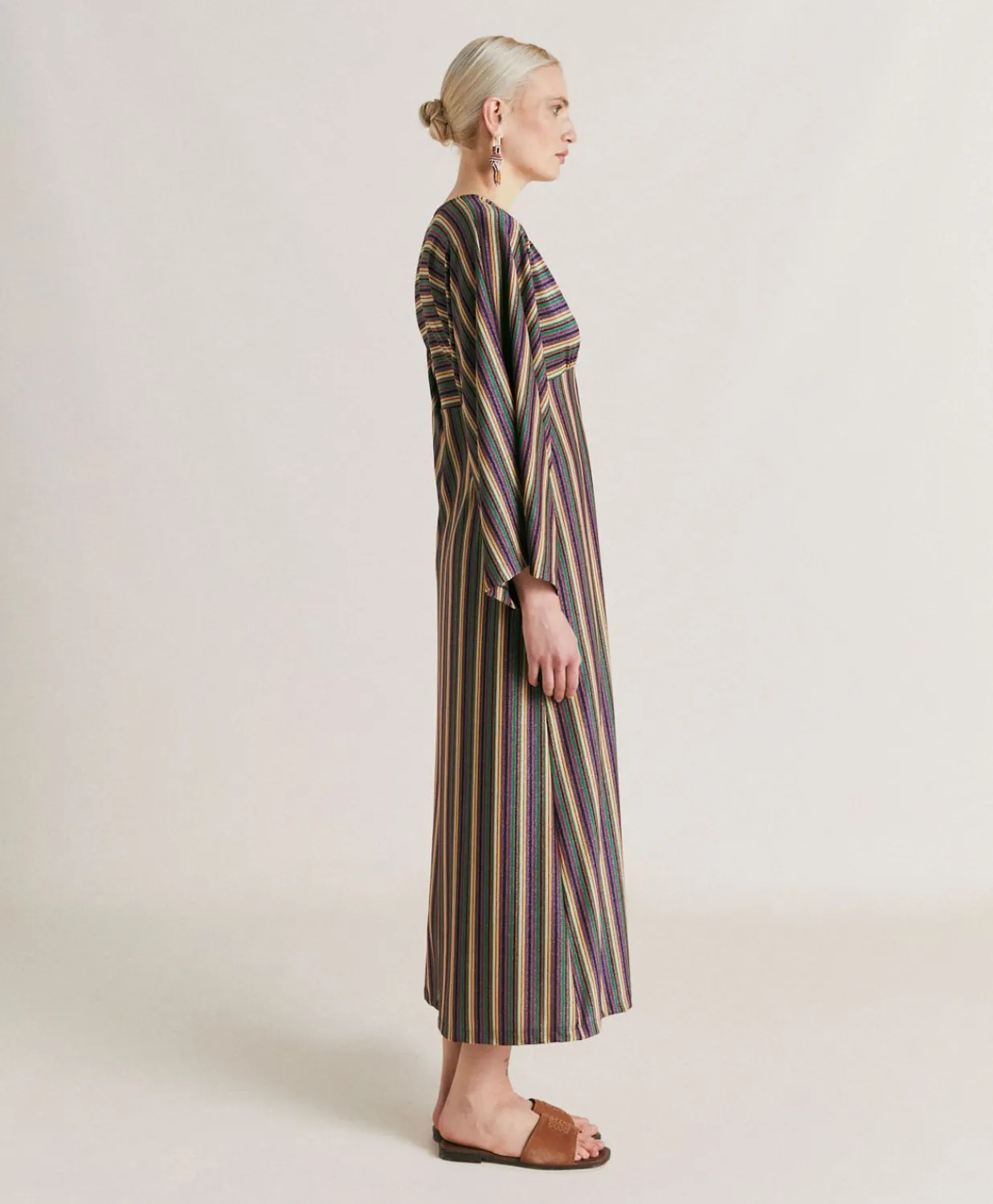 Best Robe Margarida En Jersey Lurex Raye - Vert Multicolore Femmes Vêtements