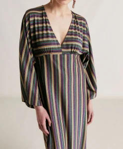 Best Robe Margarida En Jersey Lurex Raye - Vert Multicolore Femmes Vêtements