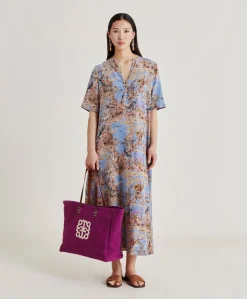 Outlet Robe Penelope En Crepe De Chine - Multicolore Ceruleen Femmes Vêtements