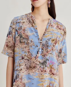 Outlet Robe Penelope En Crepe De Chine - Multicolore Ceruleen Femmes Vêtements