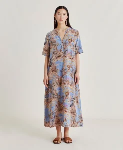 Outlet Robe Penelope En Crepe De Chine - Multicolore Ceruleen Femmes Vêtements