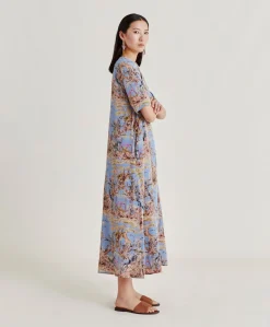 Outlet Robe Penelope En Crepe De Chine - Multicolore Ceruleen Femmes Vêtements