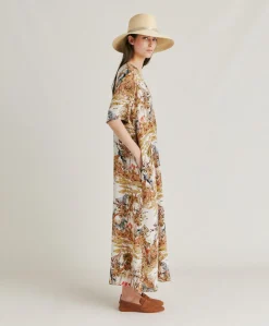 Best Robe Penelope En Crepe De Chine - Creme / Multicolore Femmes Vêtements