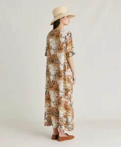 Best Robe Penelope En Crepe De Chine - Creme / Multicolore Femmes Vêtements