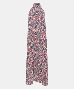 Discount Robe Sabina En Crepe De Chine - Creme/Violet Femmes Vêtements