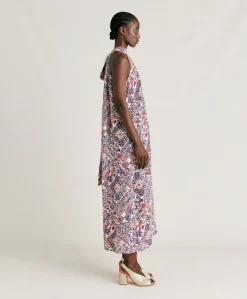 Discount Robe Sabina En Crepe De Chine - Creme/Violet Femmes Vêtements