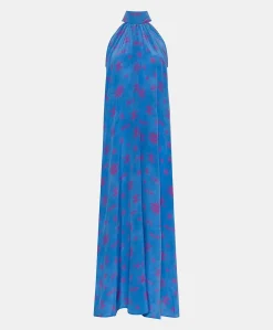 Online Robe Sabina En Crepe De Chine - Bleutte/Fuchsia Femmes Vêtements